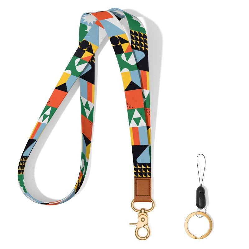 Hsxnam Neck Lanyard Key Chain  Long Lanyard Strap Keychain Holder for Women Men Car Keys ID Badges Card Wallet Phone Camera  Green Graphics - Image 1
